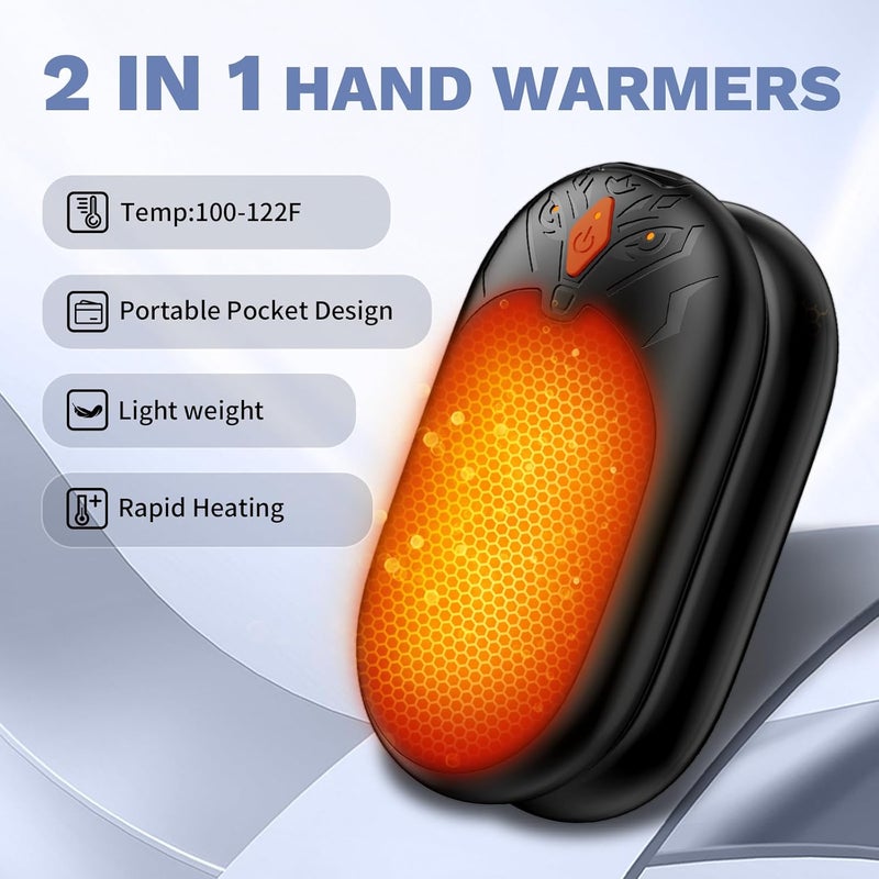 AJVV Hand Warmers Rechargeable 2 Pack, Electric Hand Warmer Up to 24Hrs, Wolf-Shape, Portable Reusable HandWarmer, Winter Gifts for Camping, Hunting, Fishing, Christmas - Image 2